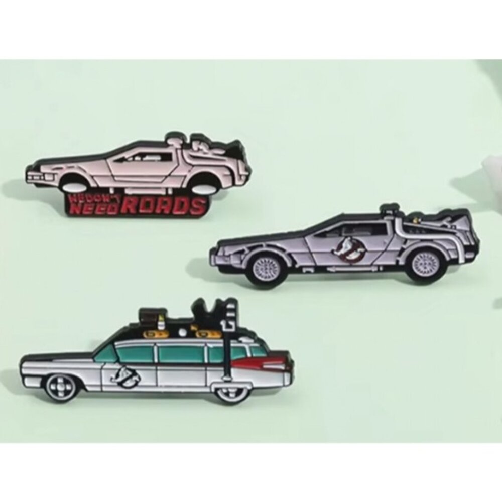 (3) Ghostbusters ecto-1 Lapel Enamel Pins